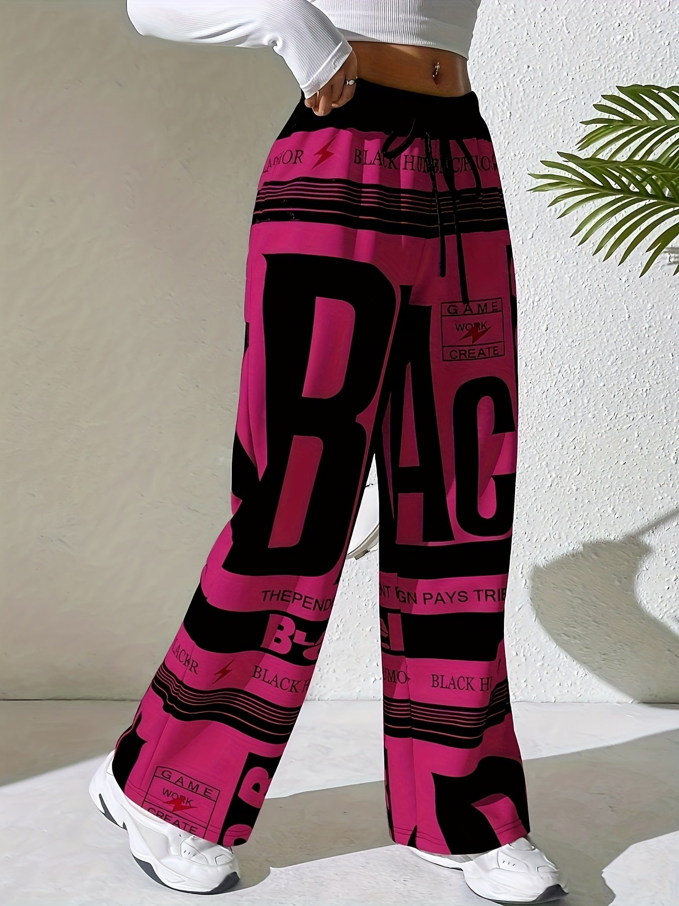 Pantalones de mujer con estampado de letras 'BLACK HUMOR'