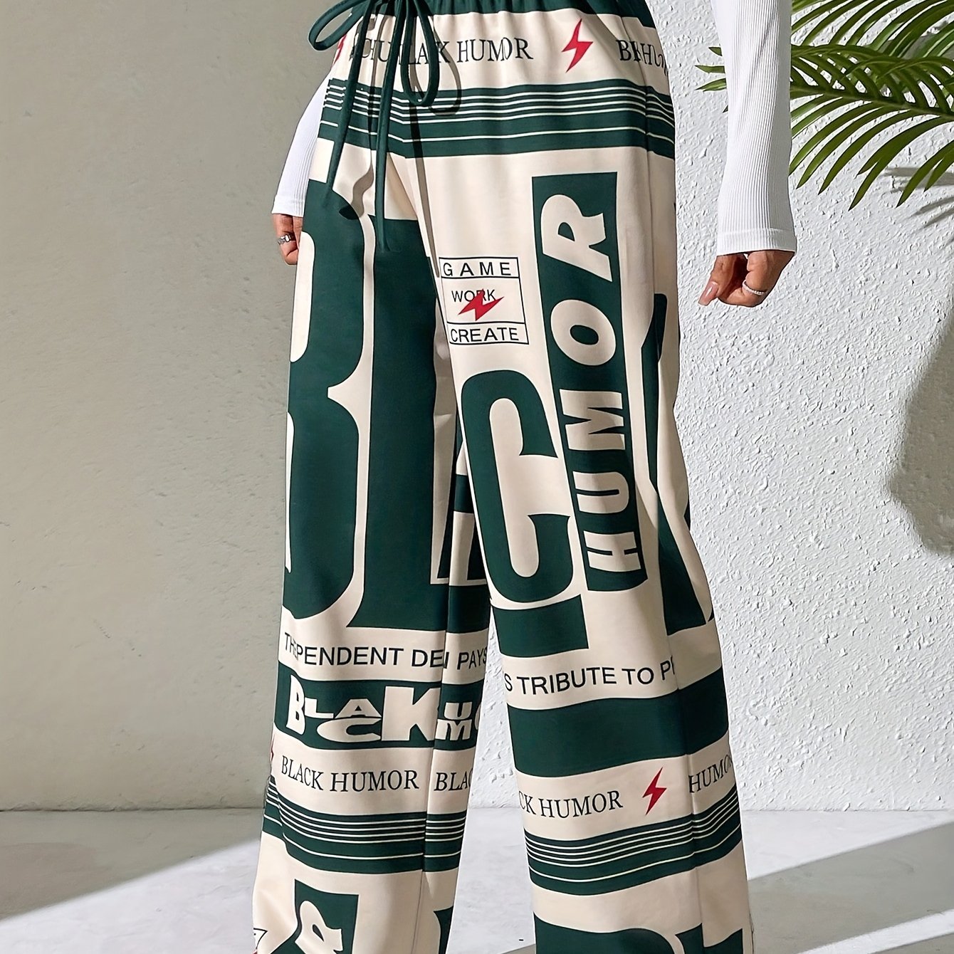 Pantalones de mujer con estampado de letras 'BLACK HUMOR'
