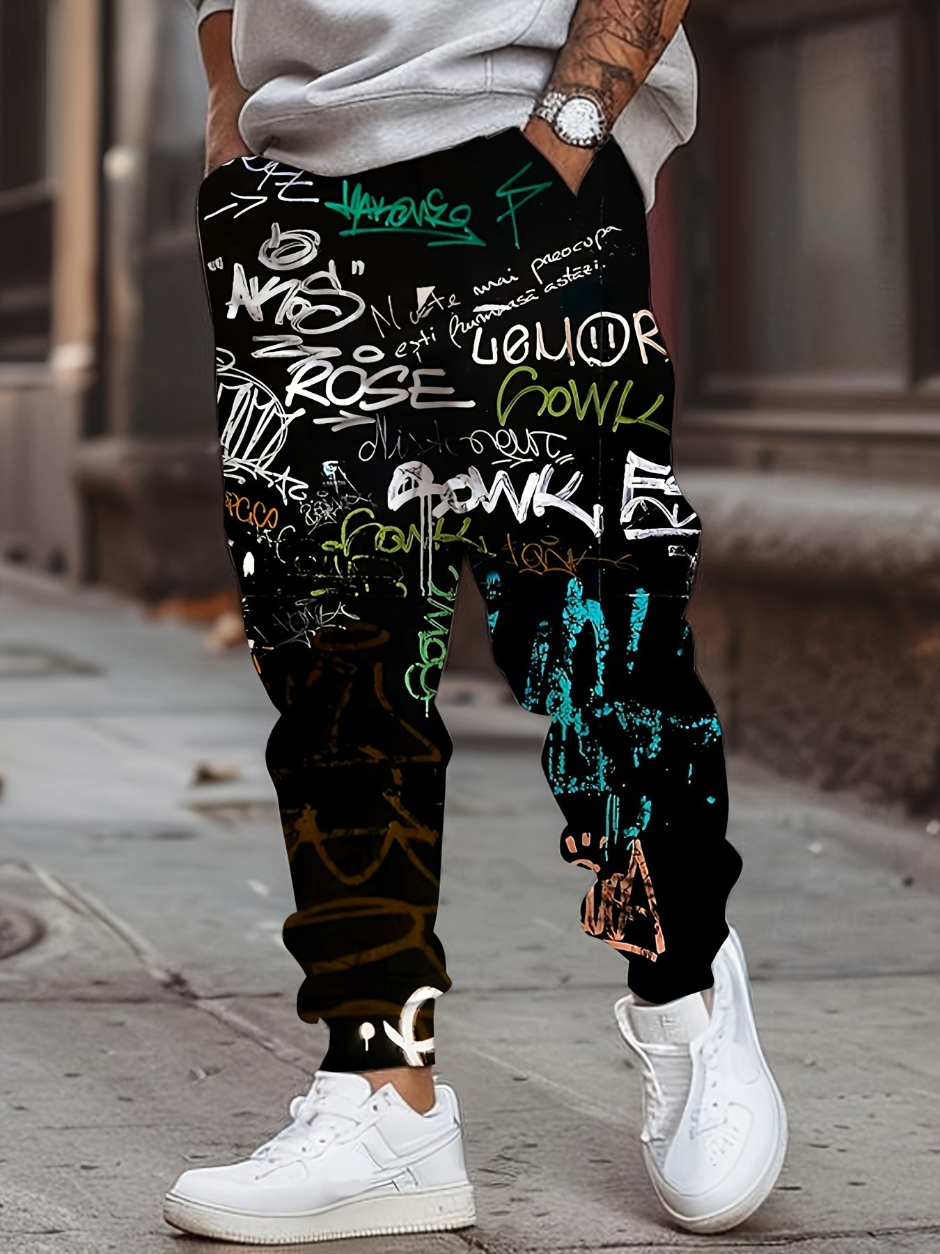 Pantalones de chándal hombre con estampado de grafiti 3D