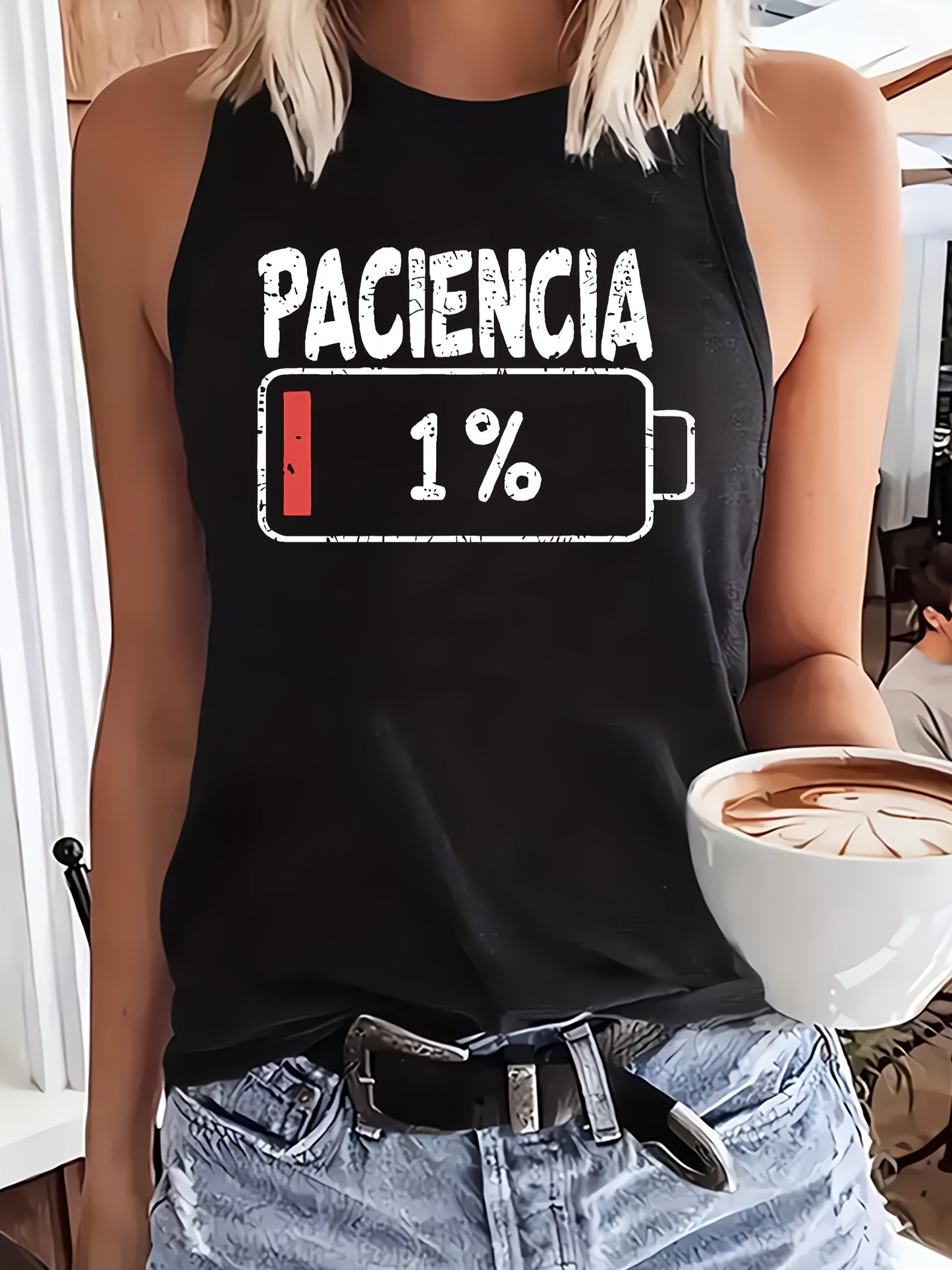 Top de Tirantes Casual para Mujer - "Paciencia 1%"
