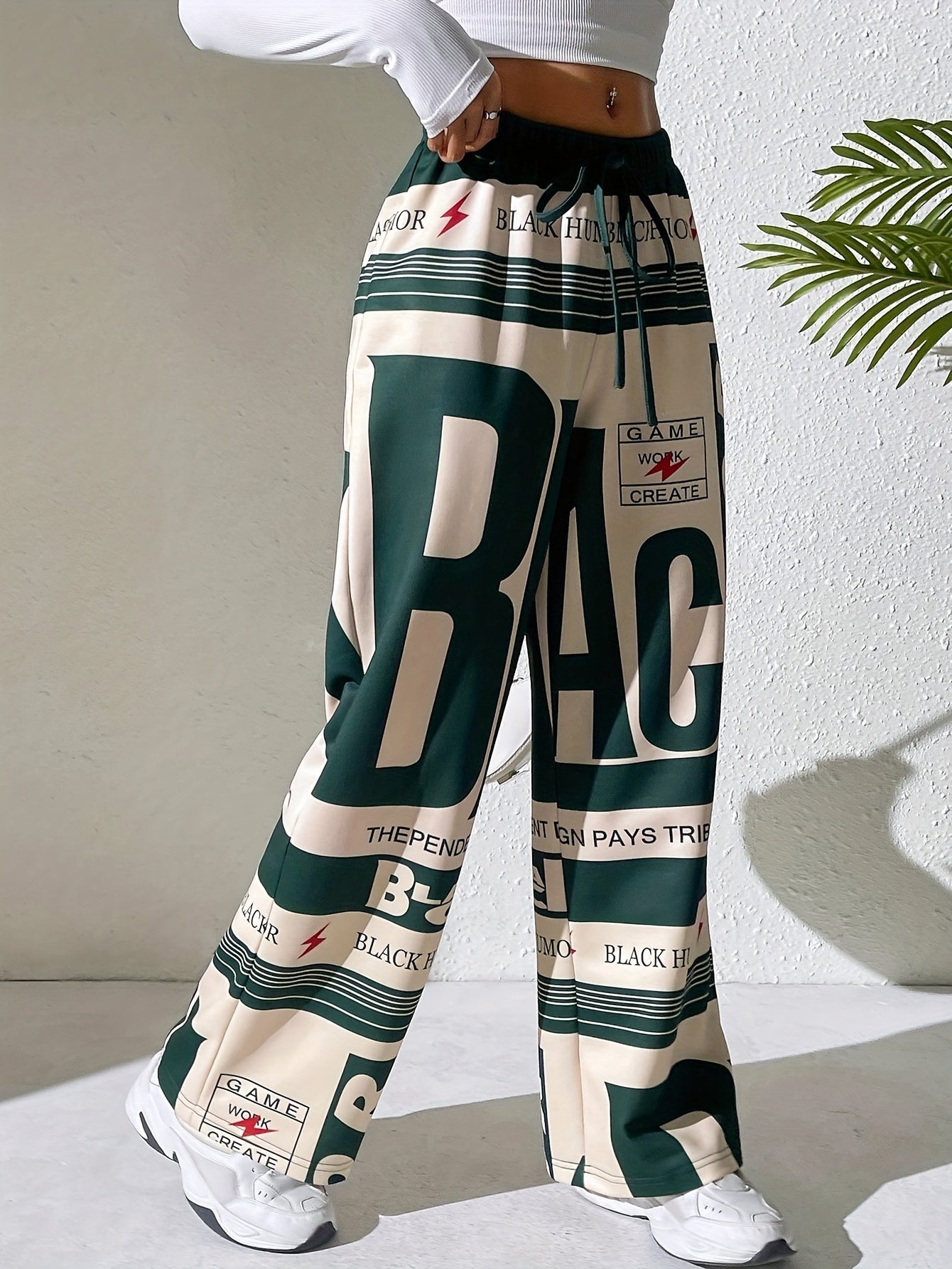 Pantalones de mujer con estampado de letras 'BLACK HUMOR'