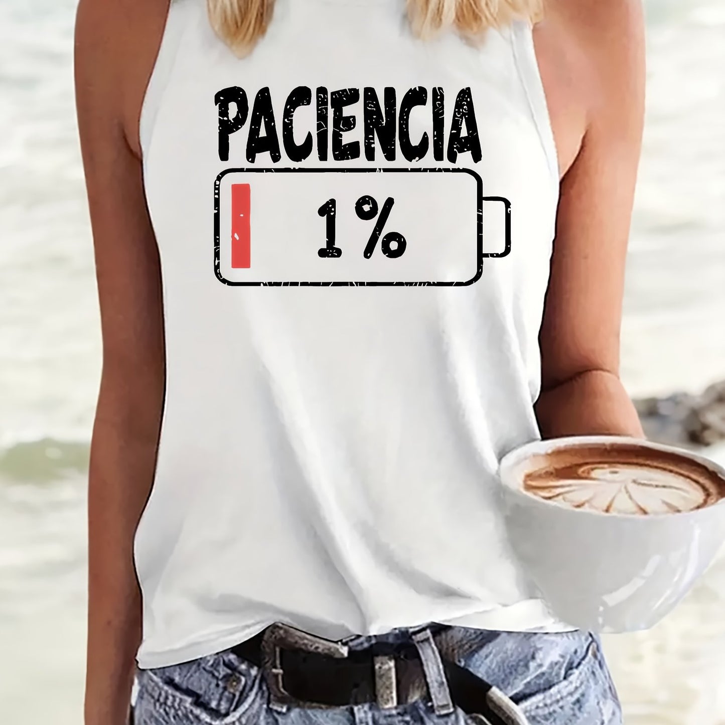 Top de Tirantes Casual para Mujer - "Paciencia 1%"