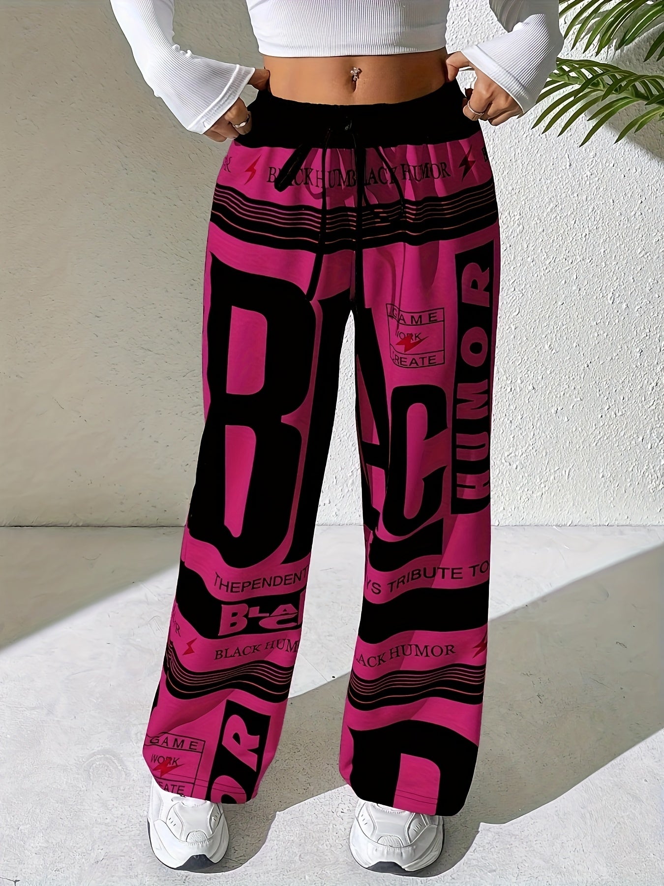 Pantalones de mujer con estampado de letras 'BLACK HUMOR'