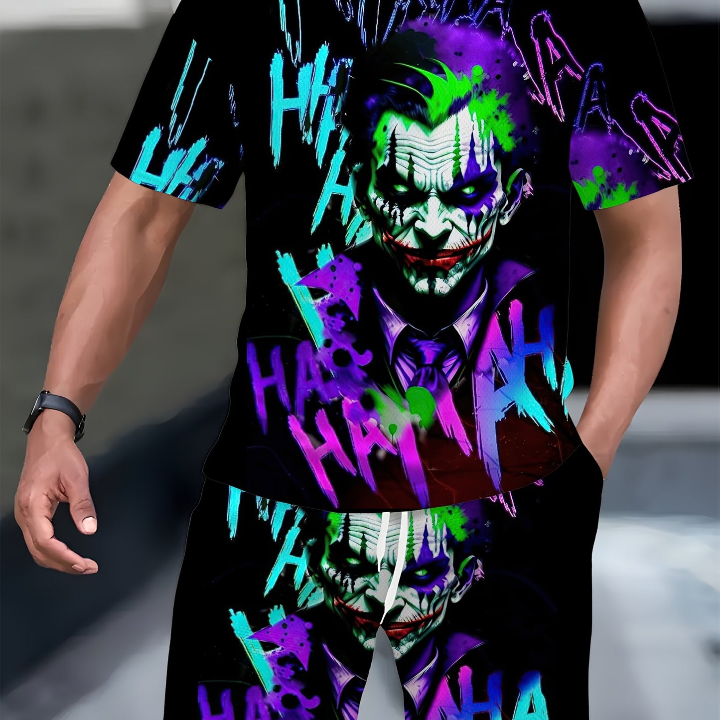 Conjunto casual de dos piezas hombre con estampado digital de payaso