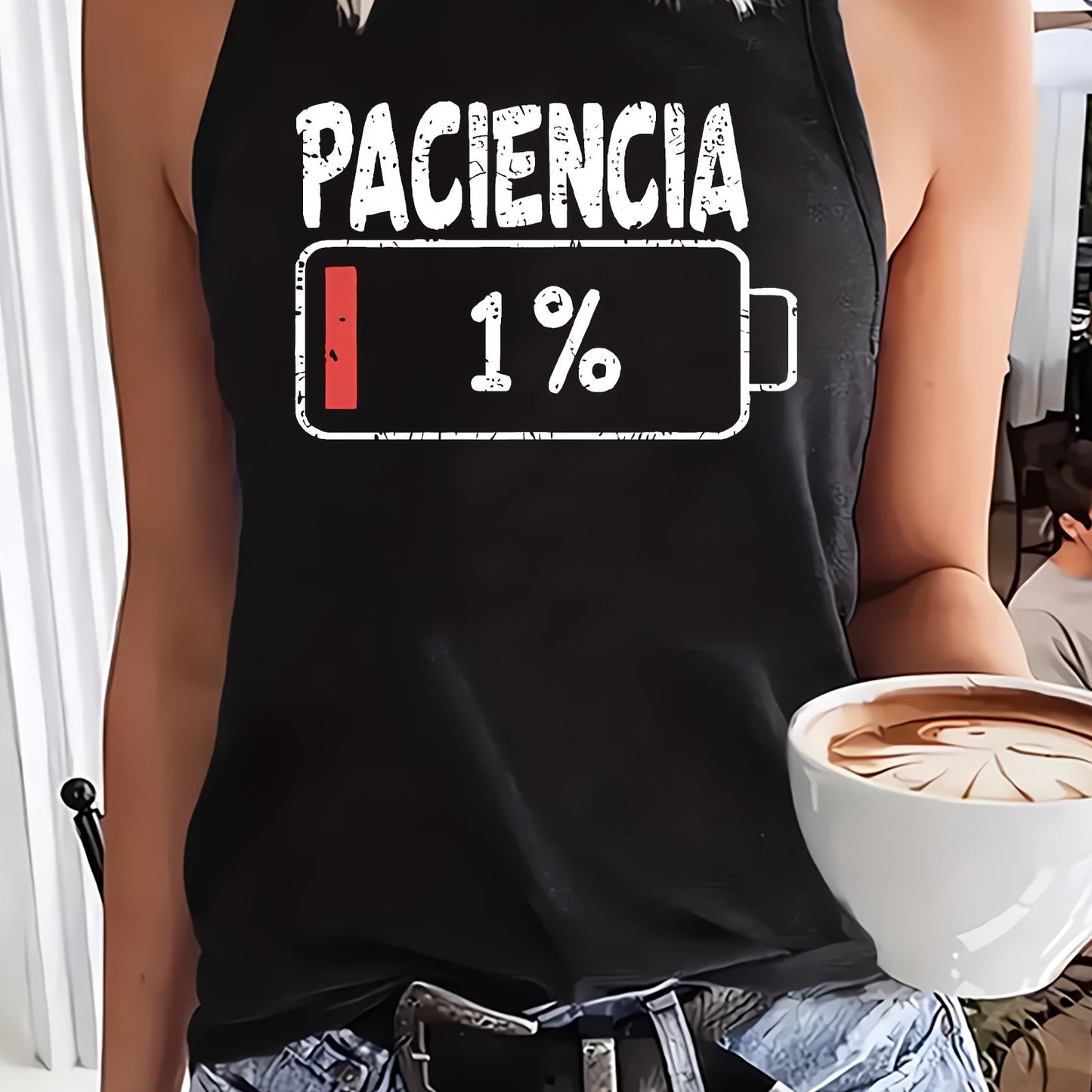 Top de Tirantes Casual para Mujer - "Paciencia 1%"