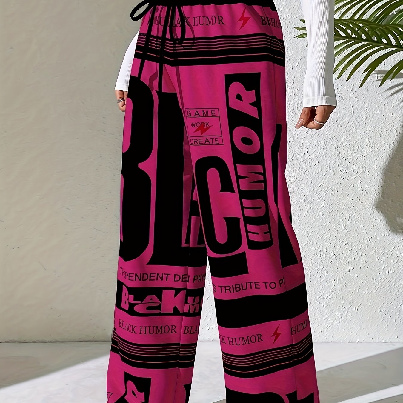 Pantalones de mujer con estampado de letras 'BLACK HUMOR'