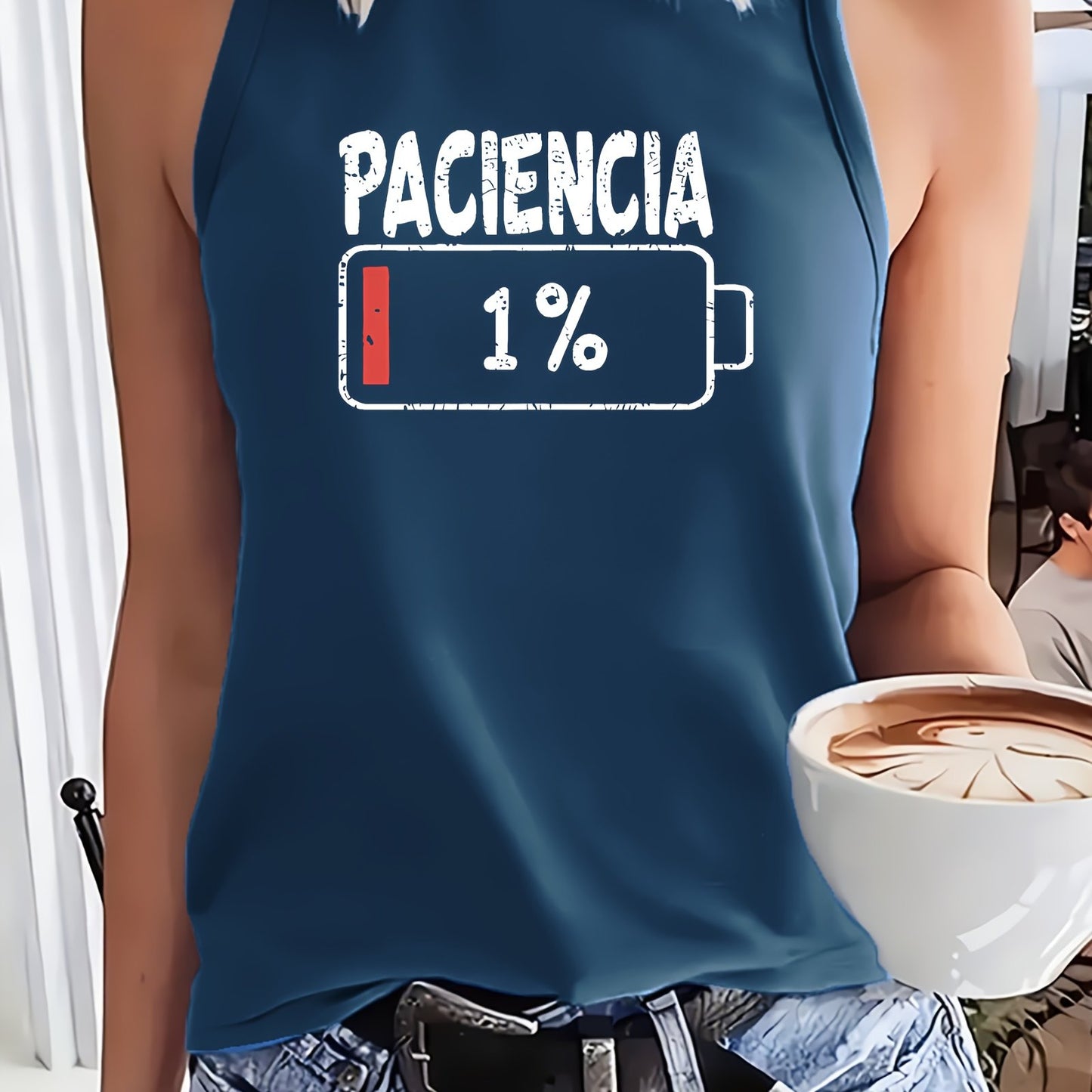 Top de Tirantes Casual para Mujer - "Paciencia 1%"