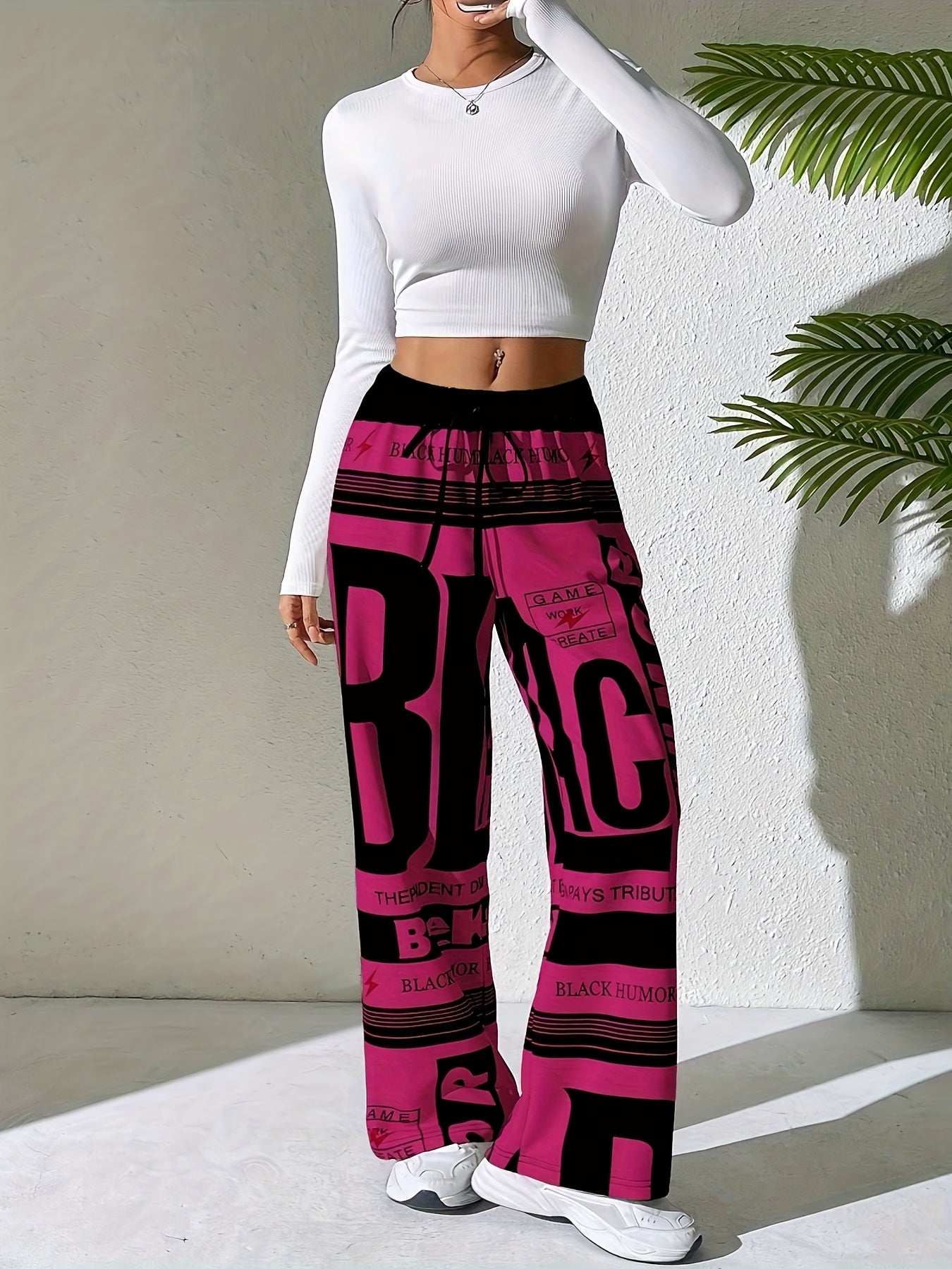 Pantalones de mujer con estampado de letras 'BLACK HUMOR'