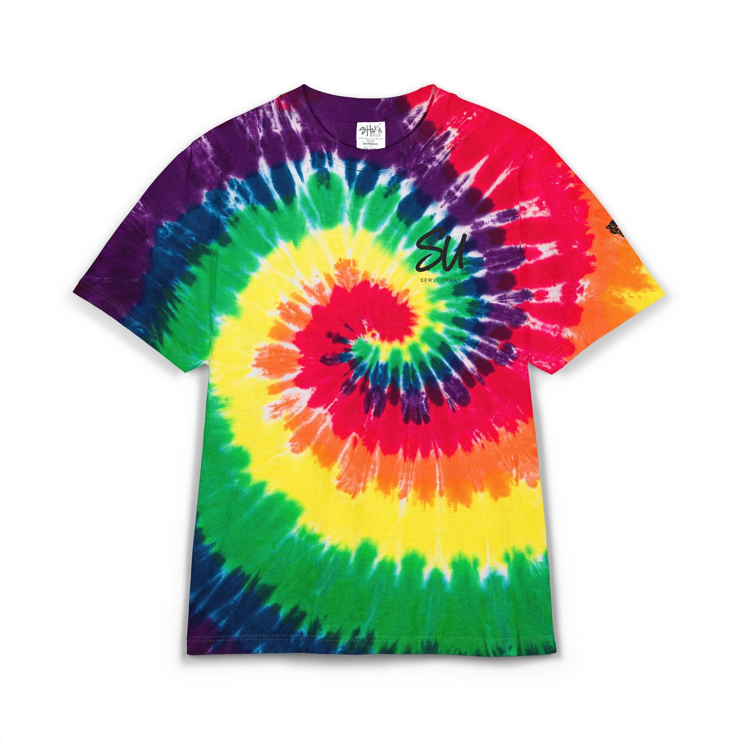 Tie-Dye Spiral Embroidered T-Shirt — Oversized Rainbow Retro Tee