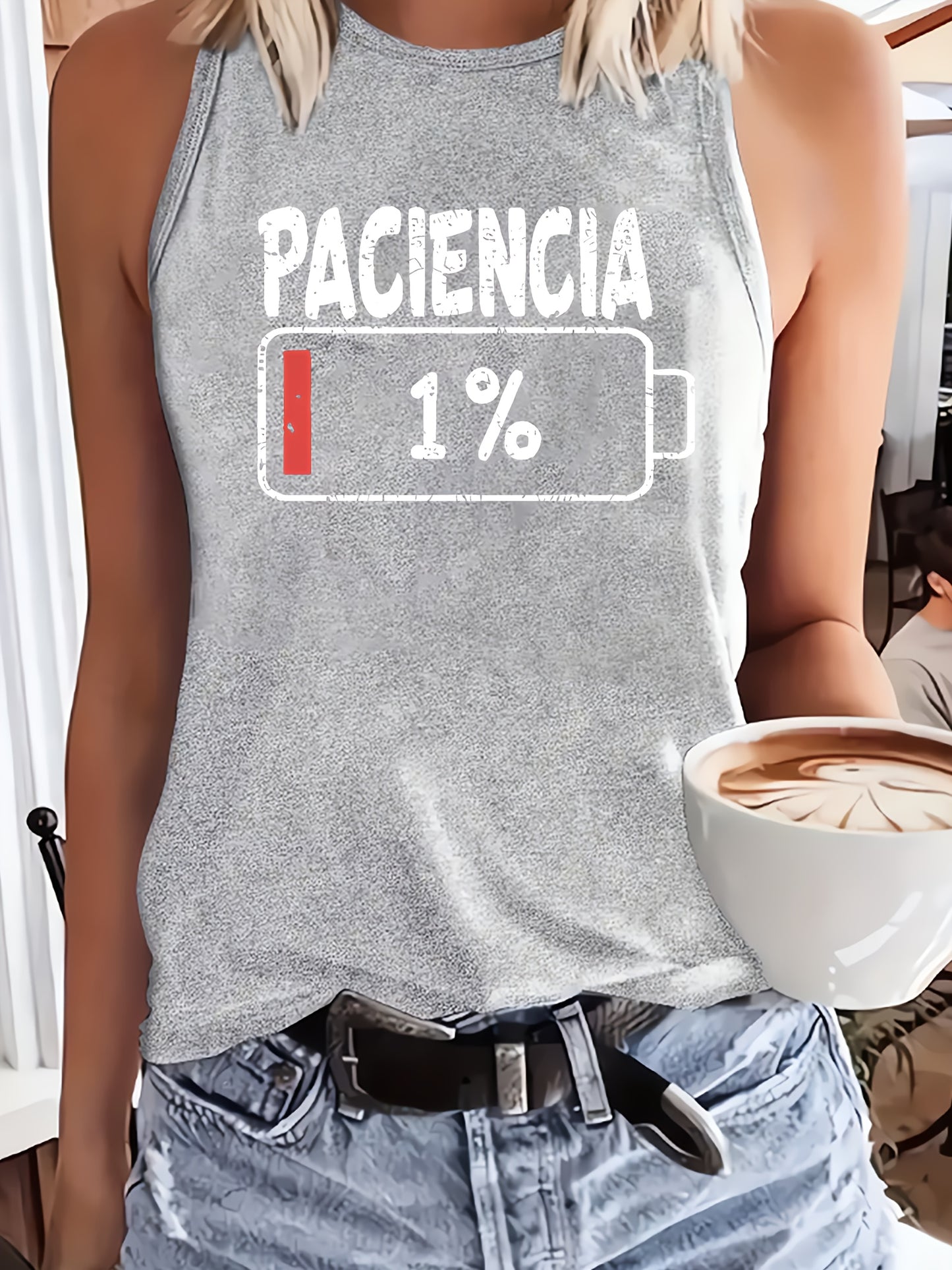 Top de Tirantes Casual para Mujer - "Paciencia 1%"