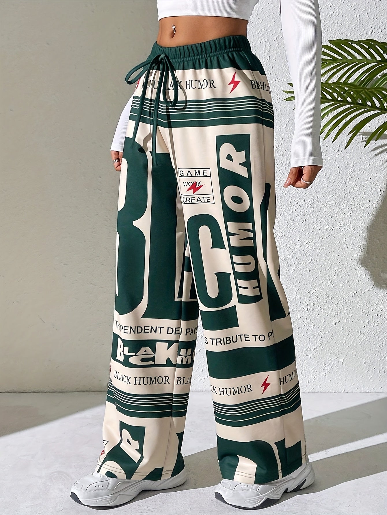 Pantalones de mujer con estampado de letras 'BLACK HUMOR'