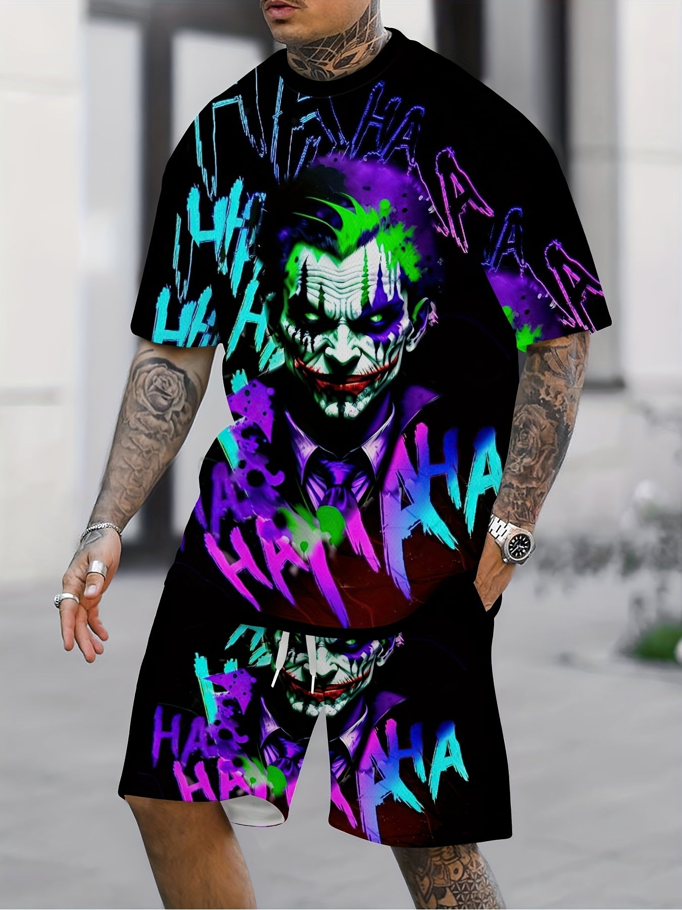 Conjunto casual de dos piezas hombre con estampado digital de payaso