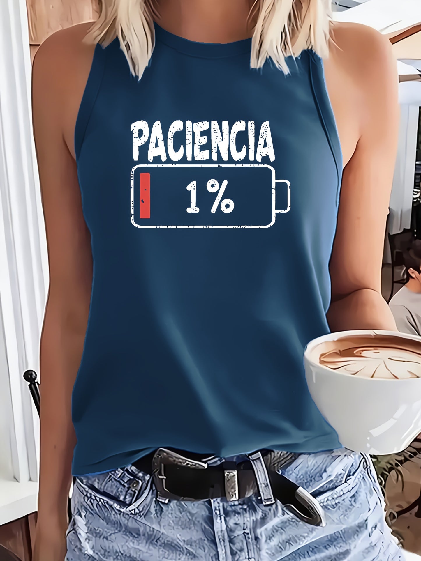 Top de Tirantes Casual para Mujer - "Paciencia 1%"