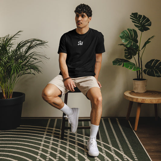 Camiseta premium eco Servi Go negra frontal, algodón reciclado Bella+Canvas 142g/m²
