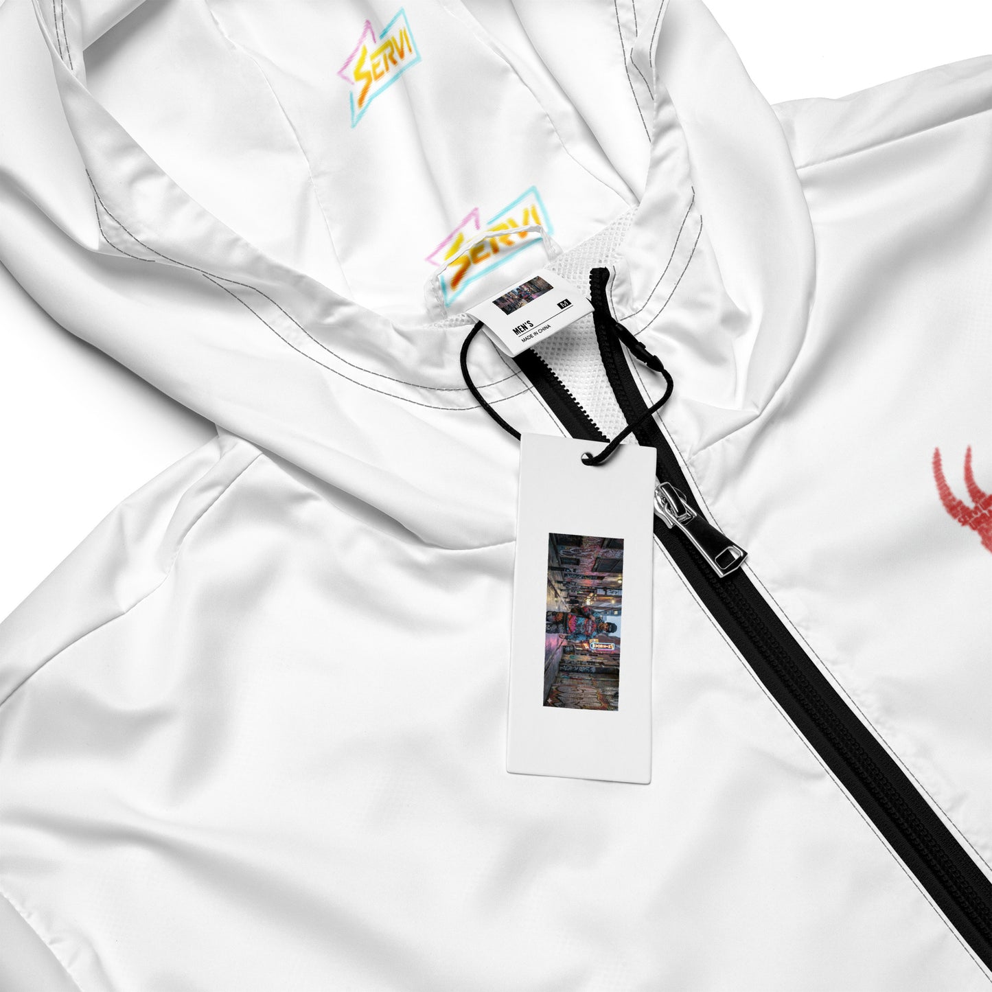 Cortavientos Servi Go navideño - detalles del producto y acabados
