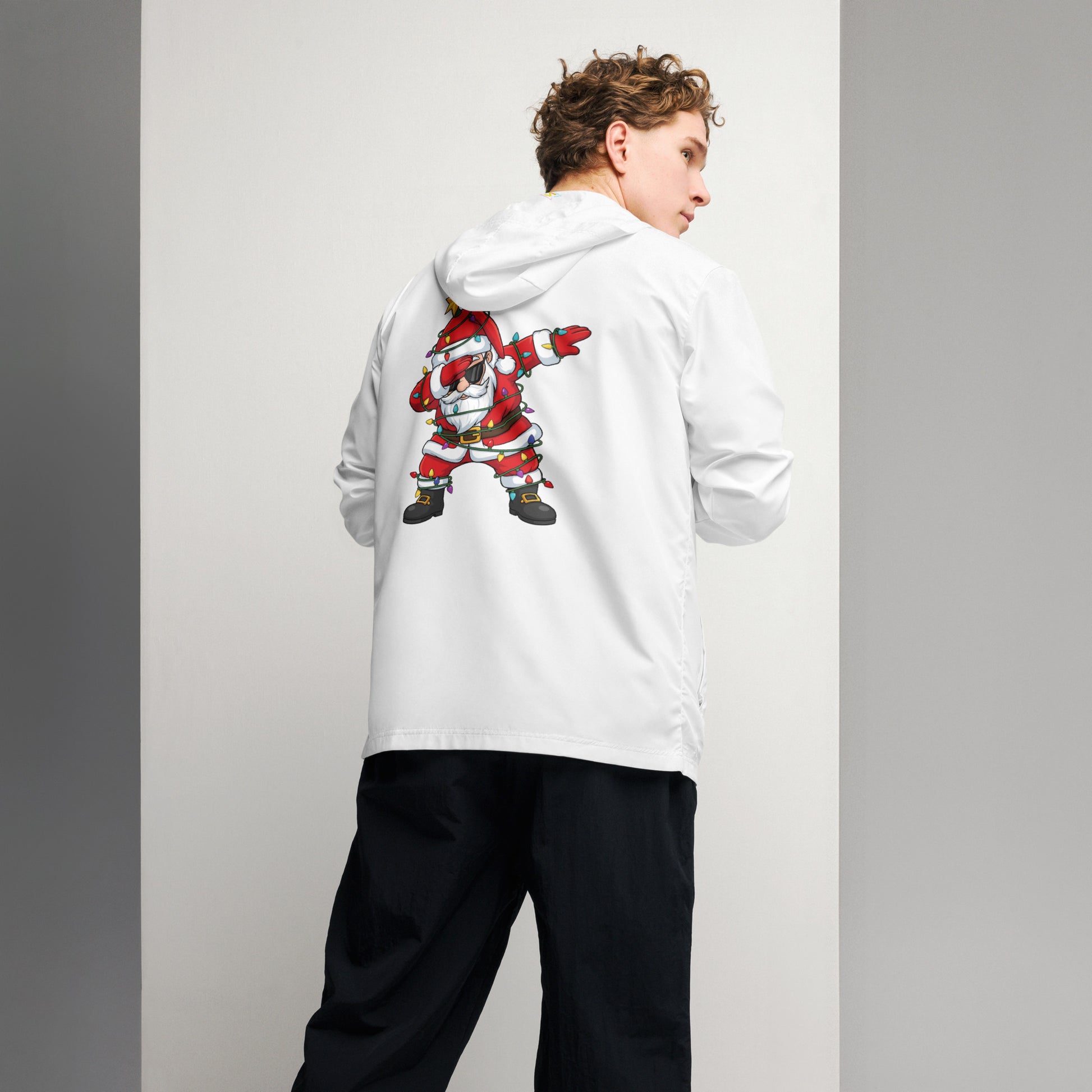 Cortavientos navideño blanco Servi Go - vista posterior
