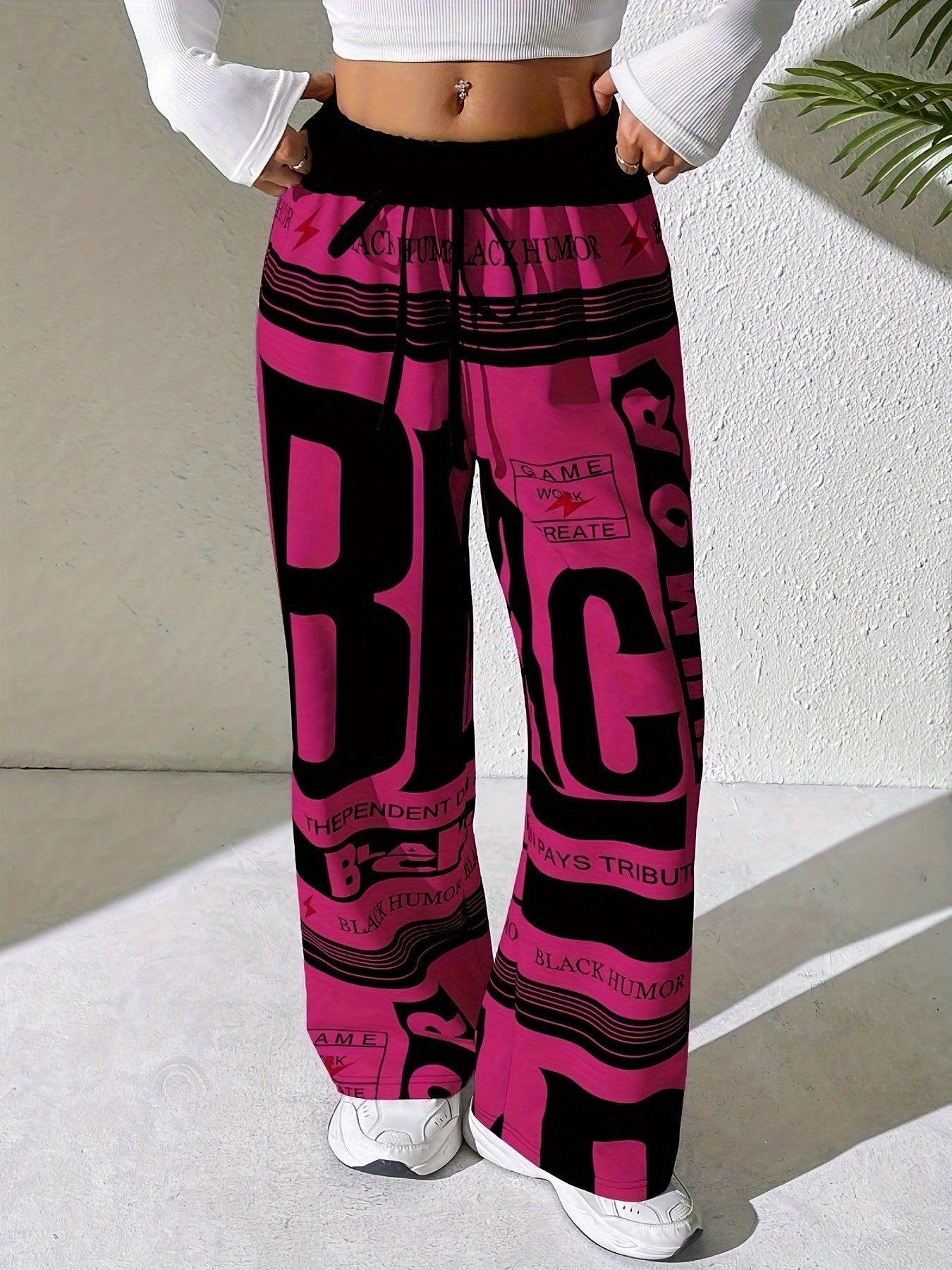Pantalones de mujer con estampado de letras 'BLACK HUMOR'