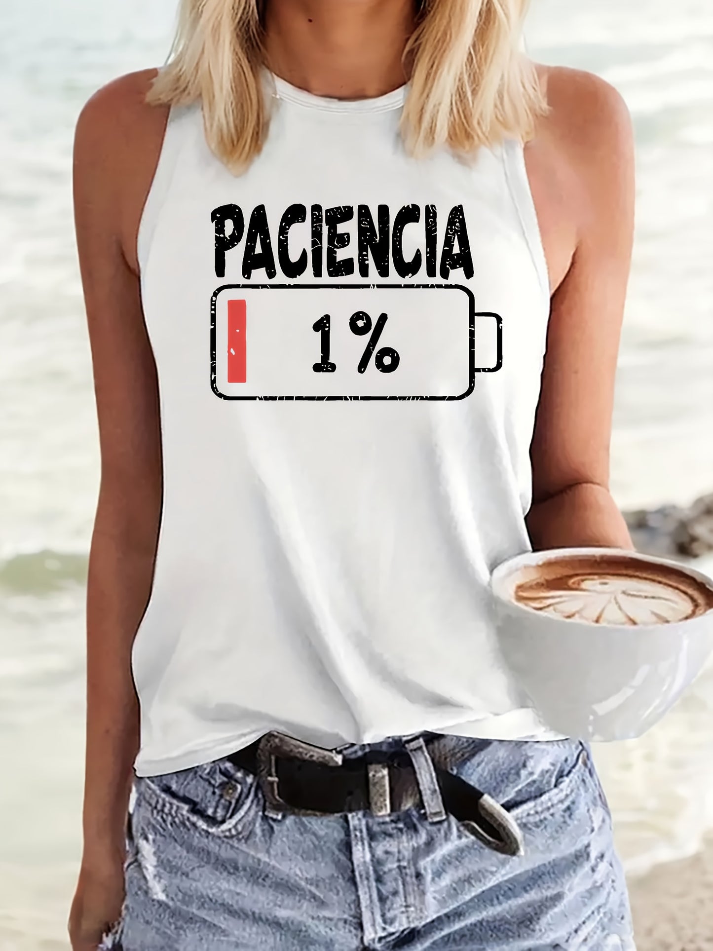Top de Tirantes Casual para Mujer - "Paciencia 1%"