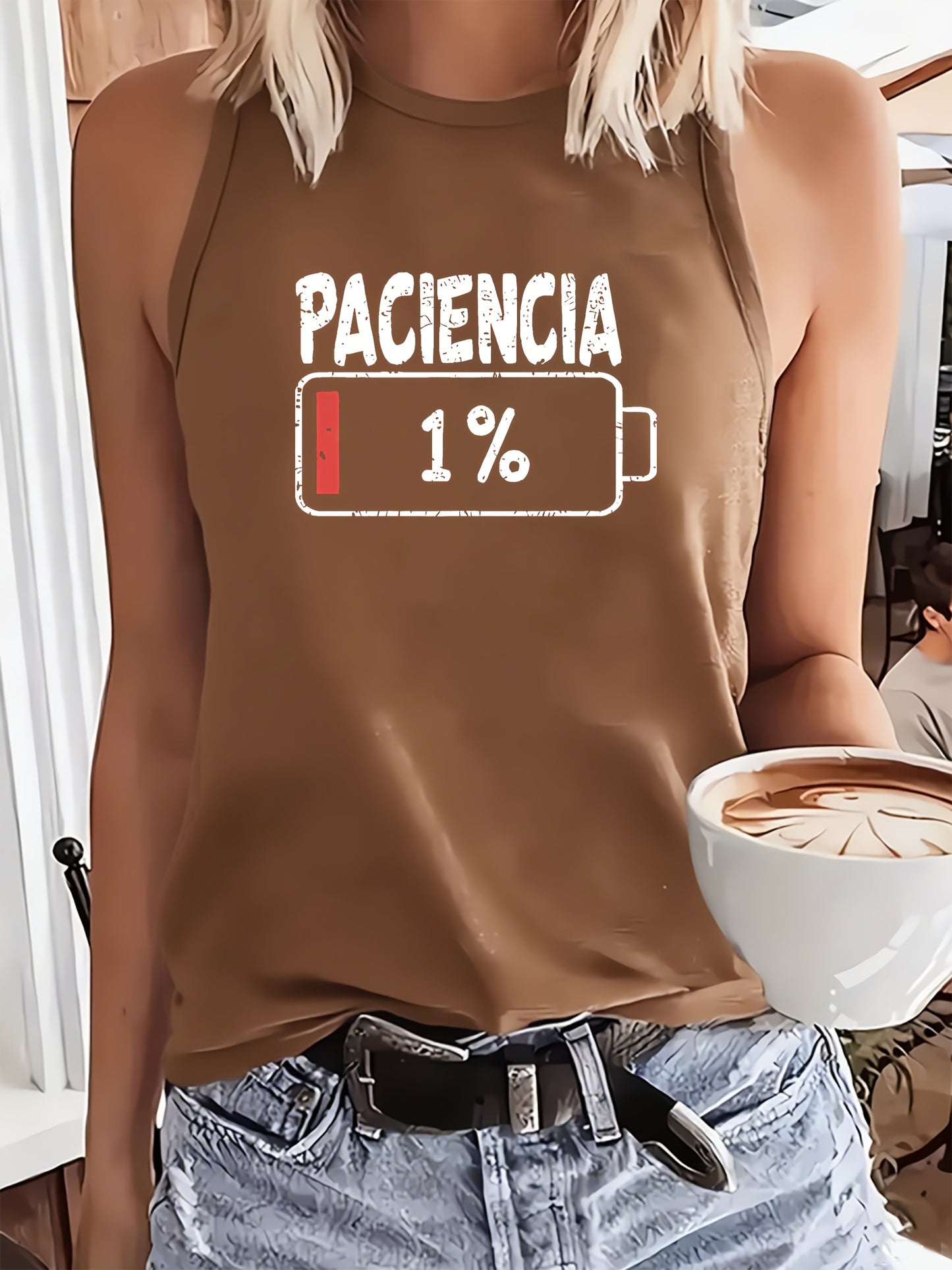 Top de Tirantes Casual para Mujer - "Paciencia 1%"
