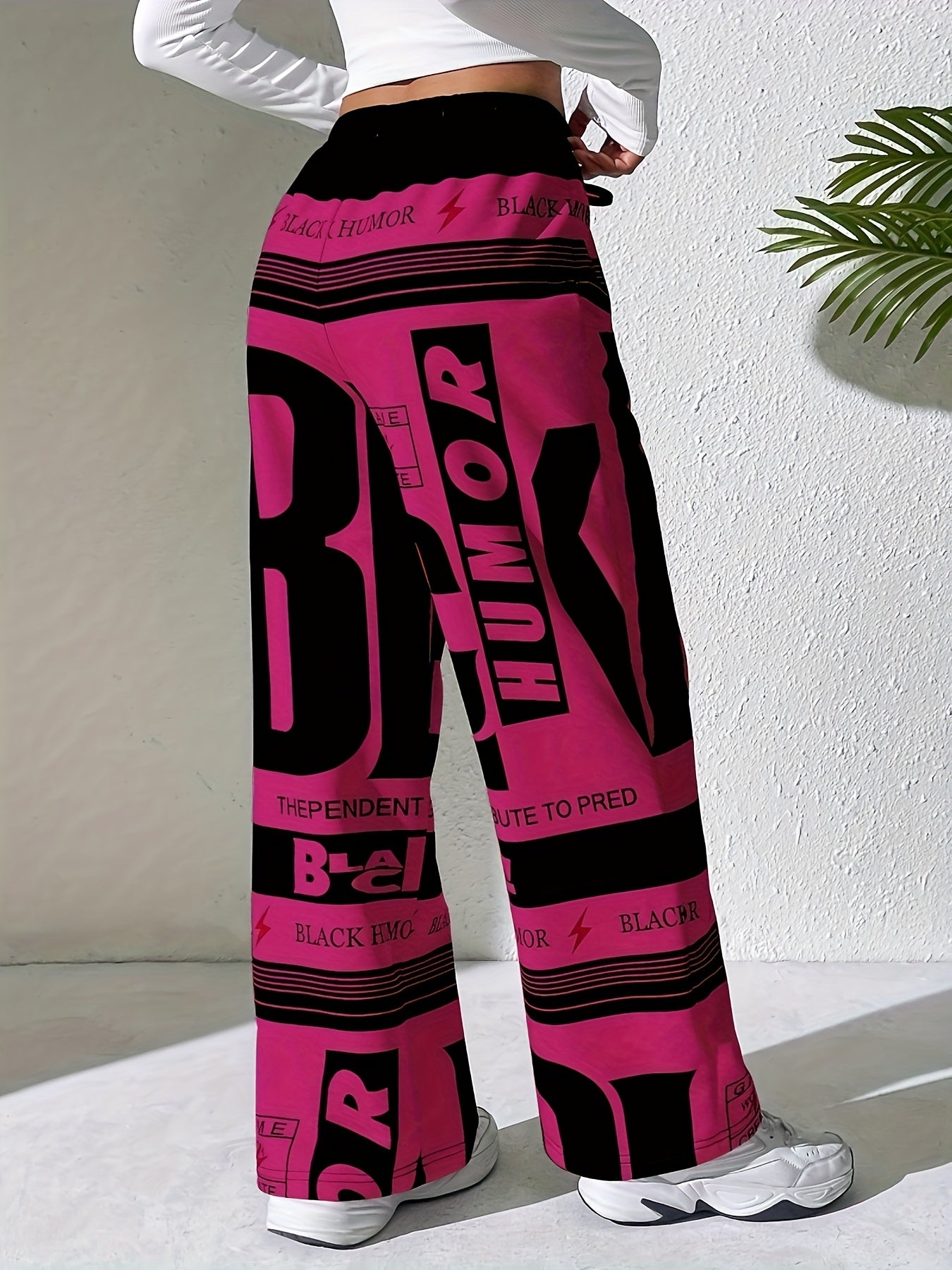 Pantalones de mujer con estampado de letras 'BLACK HUMOR'